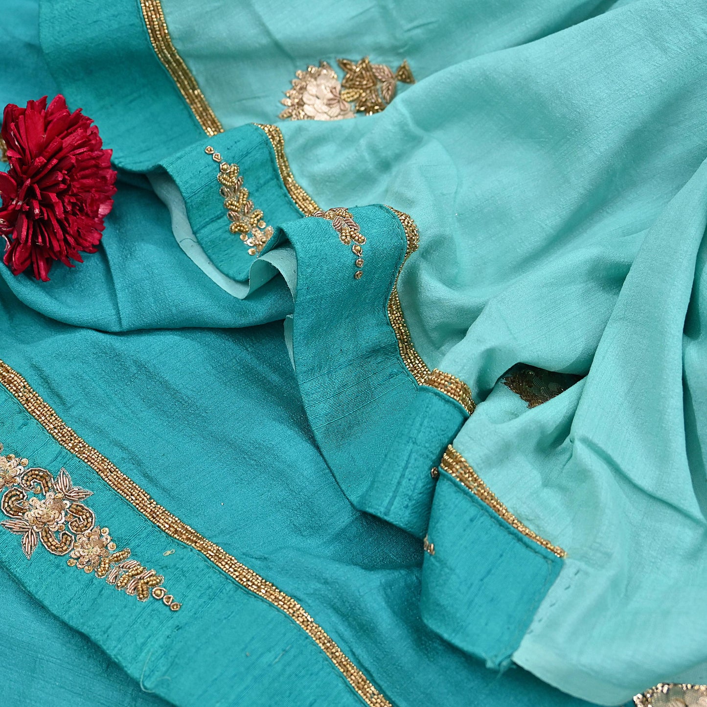 Rare Green Pure Silk Saree Zardozi Hand Embroidered Designer Sabyasachi Sari 6 Yard Bollywood Party Wear with Blouse Fabric