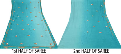 Rare Green Pure Silk Saree Zardozi Hand Embroidered Designer Sabyasachi Sari 6 Yard Bollywood Party Wear with Blouse Fabric