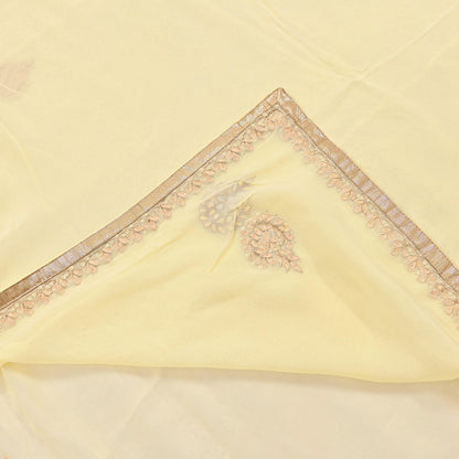 Rare Vintage Yellow Blend Georgette Saree Hand Embroidered Gota Fabric 5 Yard Sari Bollywood Party Wear Ethnic Saree with Blouse Fabric
