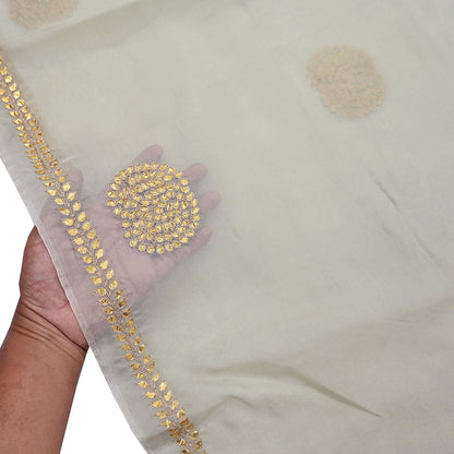 Rare Vintage Green Pure Organza Silk Saree Zardozi Hand Embroidered Designer Sari 6 Yard Bollywood Party Wear