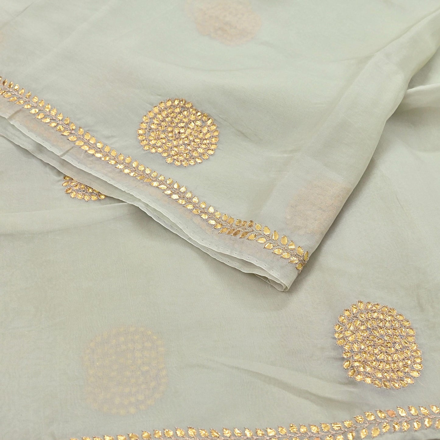 Rare Vintage Green Pure Organza Silk Saree Zardozi Hand Embroidered Designer Sari 6 Yard Bollywood Party Wear