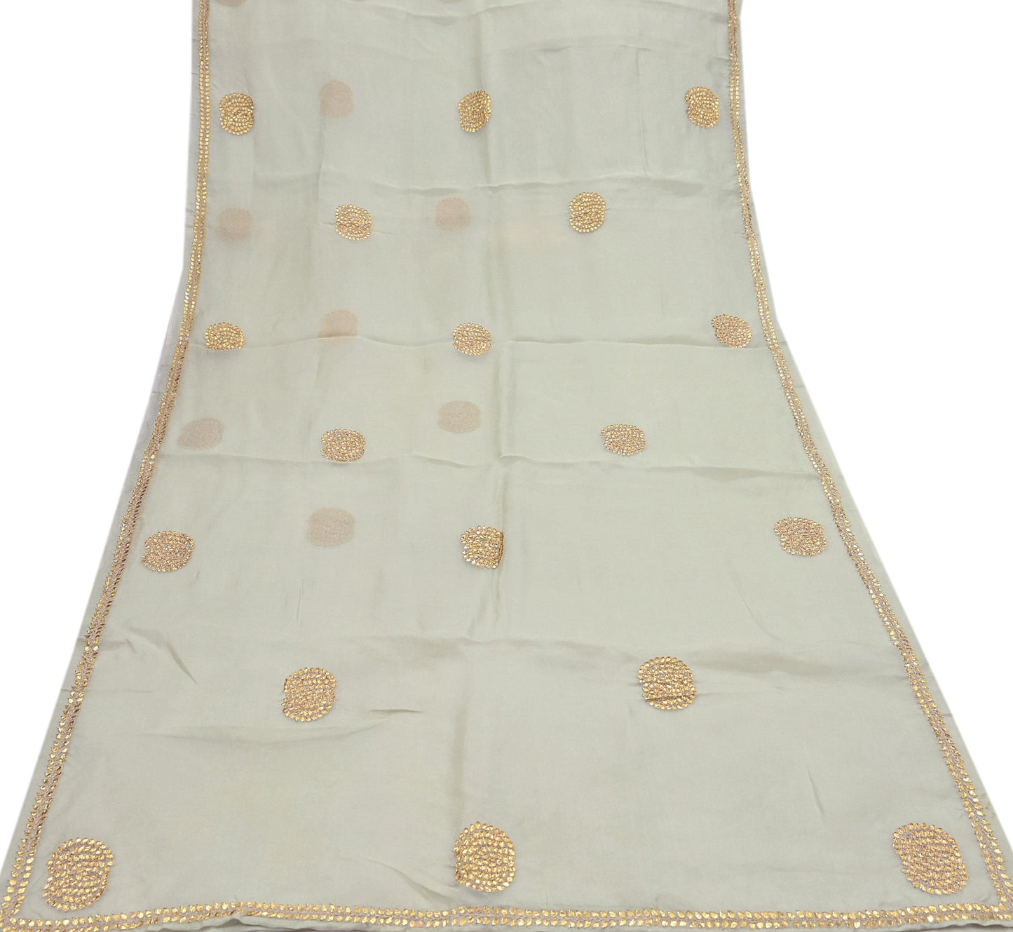 Rare Vintage Green Pure Organza Silk Saree Zardozi Hand Embroidered Designer Sari 6 Yard Bollywood Party Wear