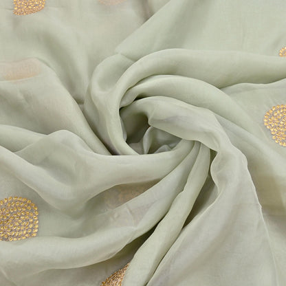 Rare Vintage Green Pure Organza Silk Saree Zardozi Hand Embroidered Designer Sari 6 Yard Bollywood Party Wear