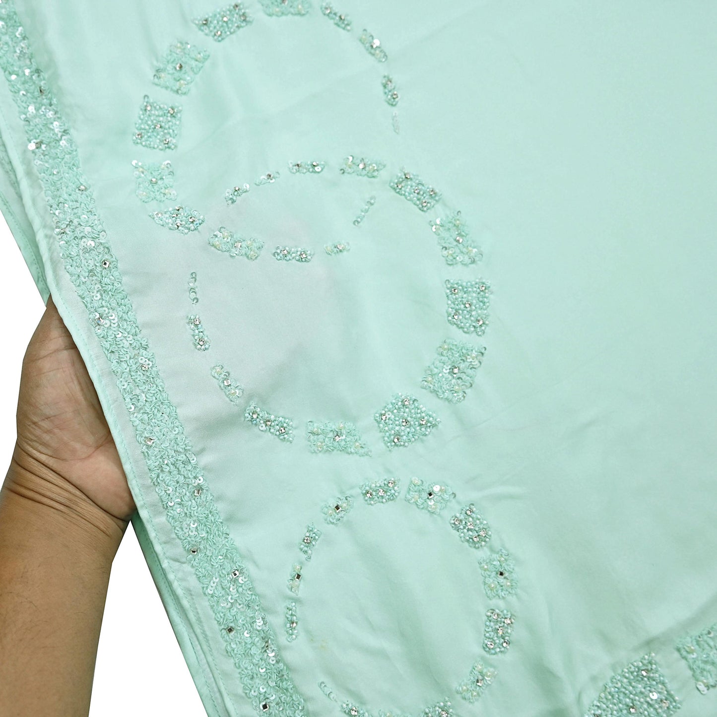 Rare Vintage Green Pure Silk Saree Hand Beaded Abu Jani Designer Sari 5.5 Yards Bollywood Party Wear Ethnic