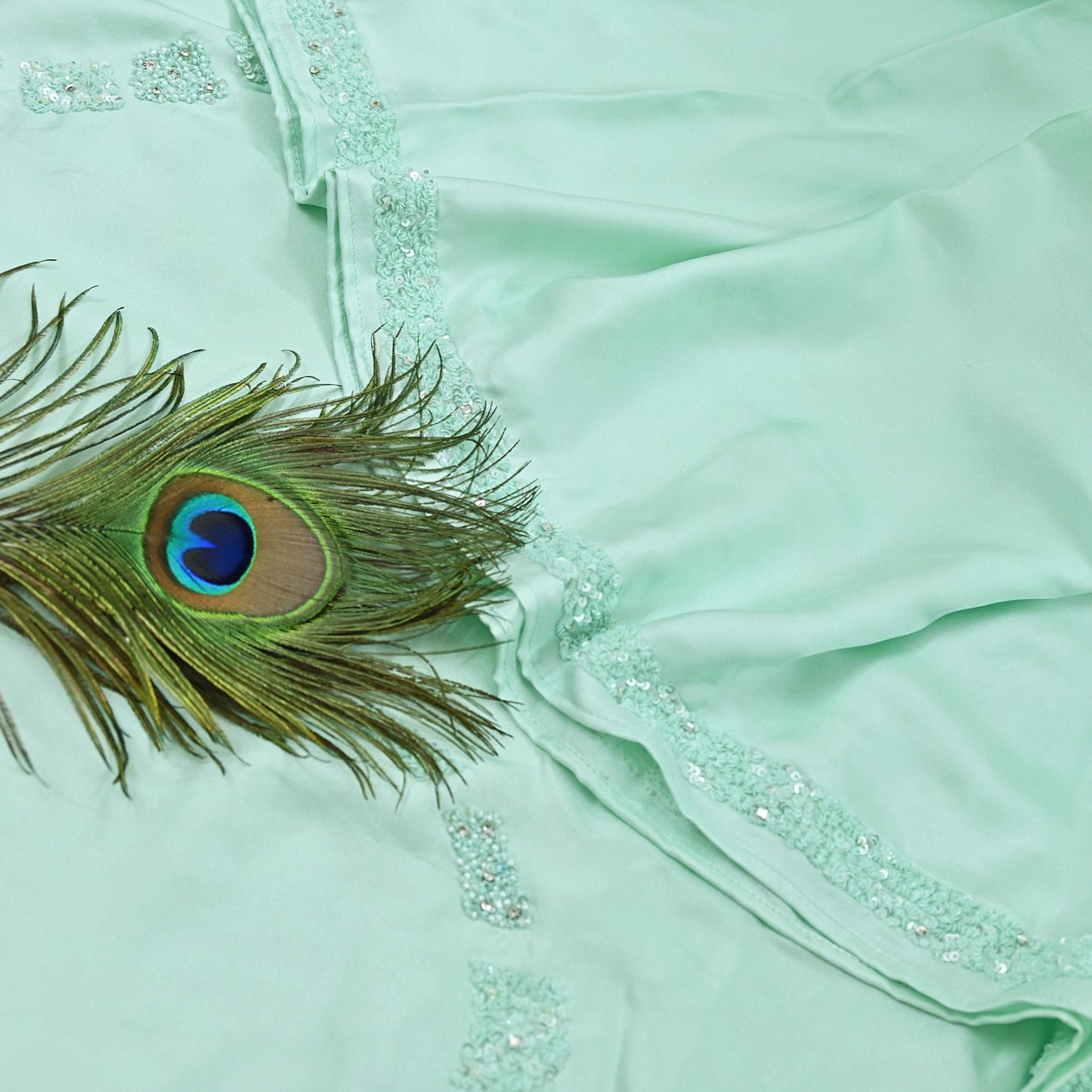 Rare Vintage Green Pure Silk Saree Hand Beaded Abu Jani Designer Sari 5.5 Yards Bollywood Party Wear Ethnic