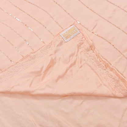 Rare Vintage Peach Pure Silk Saree Hand Beaded Abu Jani Designer Sari 5.5 Yards Bollywood Party Wear Ethnic