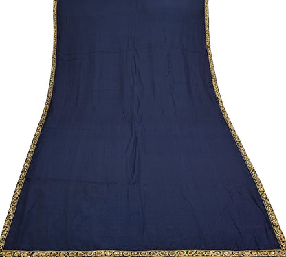 Rare Vintage Blue Pure Silk Saree Zardozi Hand Embroidered Designer Sabyasachi Sari 6 Yard Bollywood Party Wear