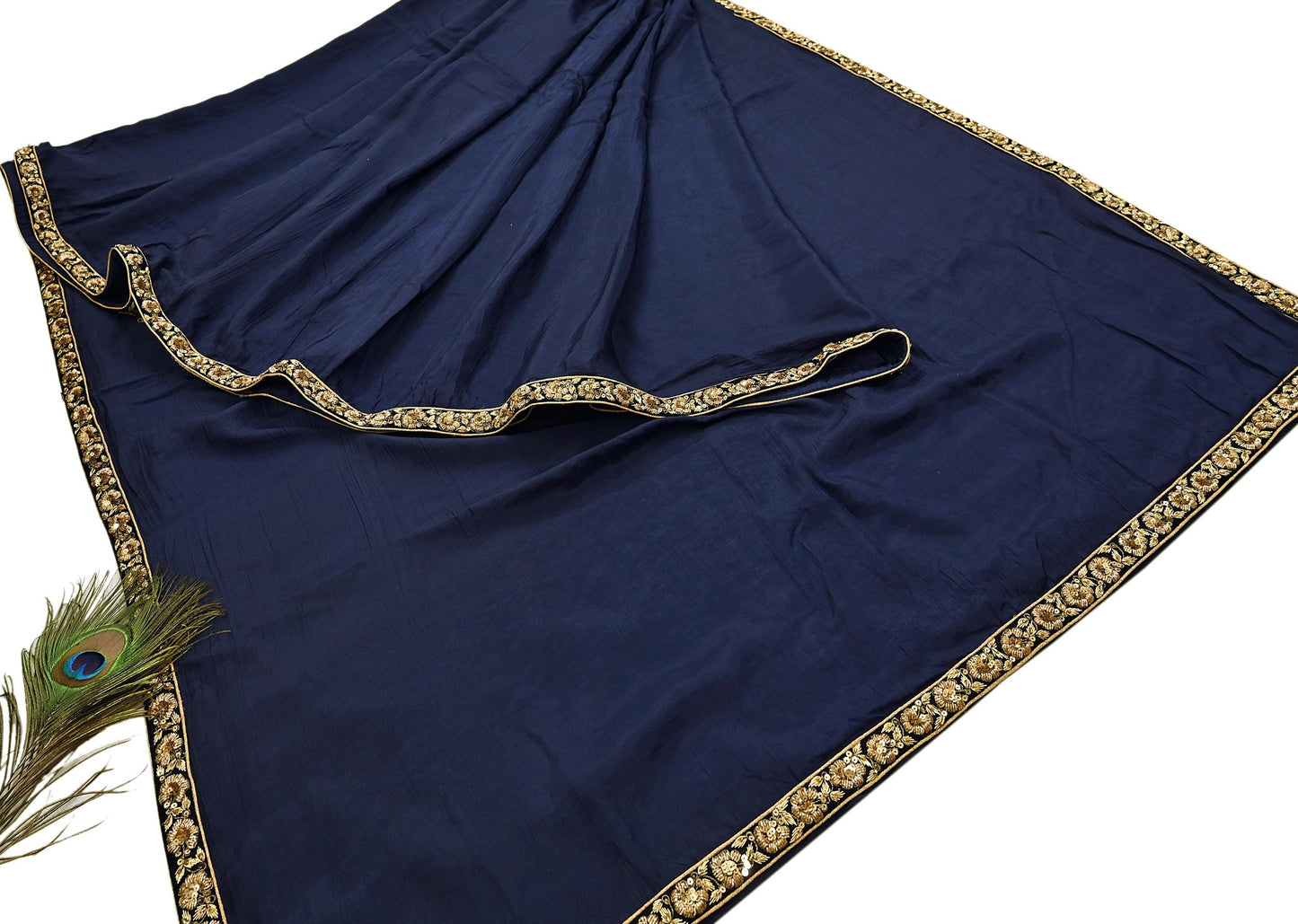Rare Vintage Blue Pure Silk Saree Zardozi Hand Embroidered Designer Sabyasachi Sari 6 Yard Bollywood Party Wear