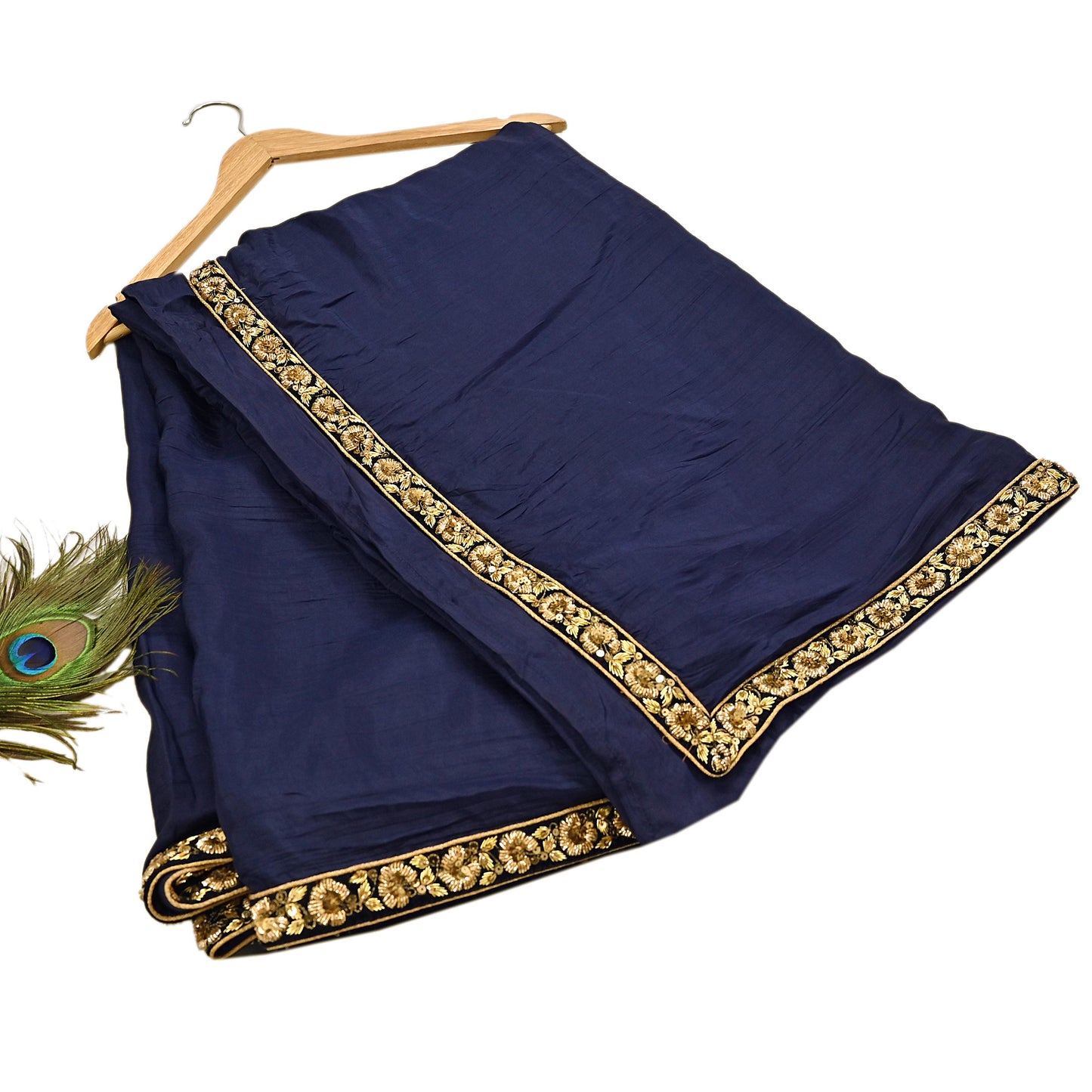 Rare Vintage Blue Pure Silk Saree Zardozi Hand Embroidered Designer Sabyasachi Sari 6 Yard Bollywood Party Wear