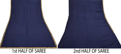 Rare Vintage Blue Pure Silk Saree Zardozi Hand Embroidered Designer Sabyasachi Sari 6 Yard Bollywood Party Wear