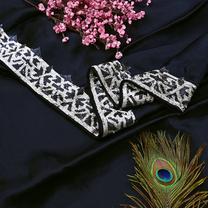 Rare Vintage Deep Blue Pure Organza Silk Saree Zardozi Hand Embroidered Designer Abu Jani Sari 5.5 Yard Bollywood Party Wear