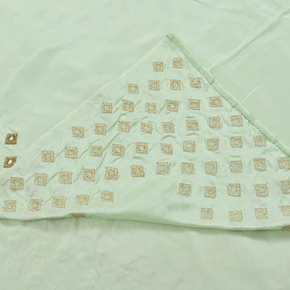 Rare Vintage Green Pure Silk Saree Hand Embroidered Fabric 6 Yard Sari Bollywood Party Wear Ethnic Designer Saree