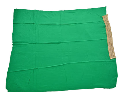 Rare Vintage Green Pure Crepe Silk Saree Embroidered Fabric 6 Yard Sari Bollywood Party Wear Saree with blouse fabric