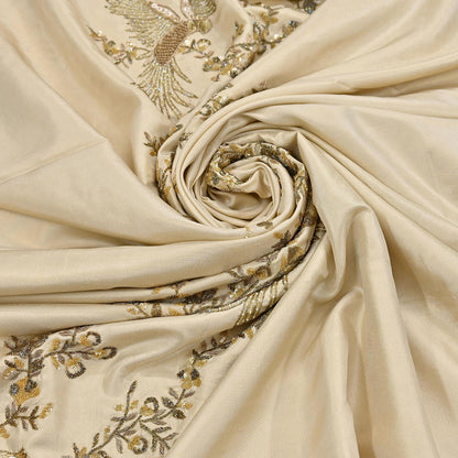 Rare Vintage Golden Ivory Pure Silk Saree Zardozi Hand Embroidered Designer Sabyasachi Sari 5.5 Yard Bollywood Party Wear