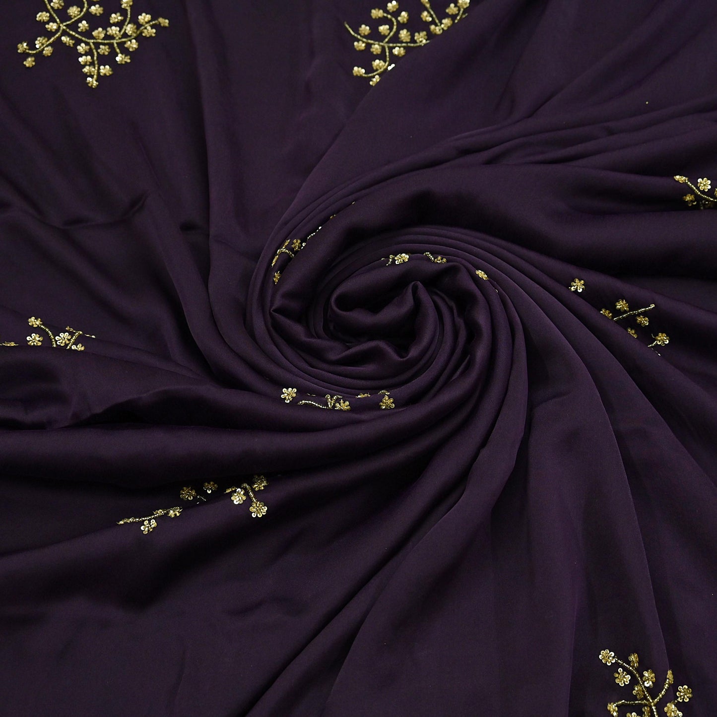 Rare Vintage Purple & Ivory Pure Satin Silk Saree Hand Embroidered Fabric 5.5 Yards Sari Bollywood Party Wear Ethnic with Blouse fabric