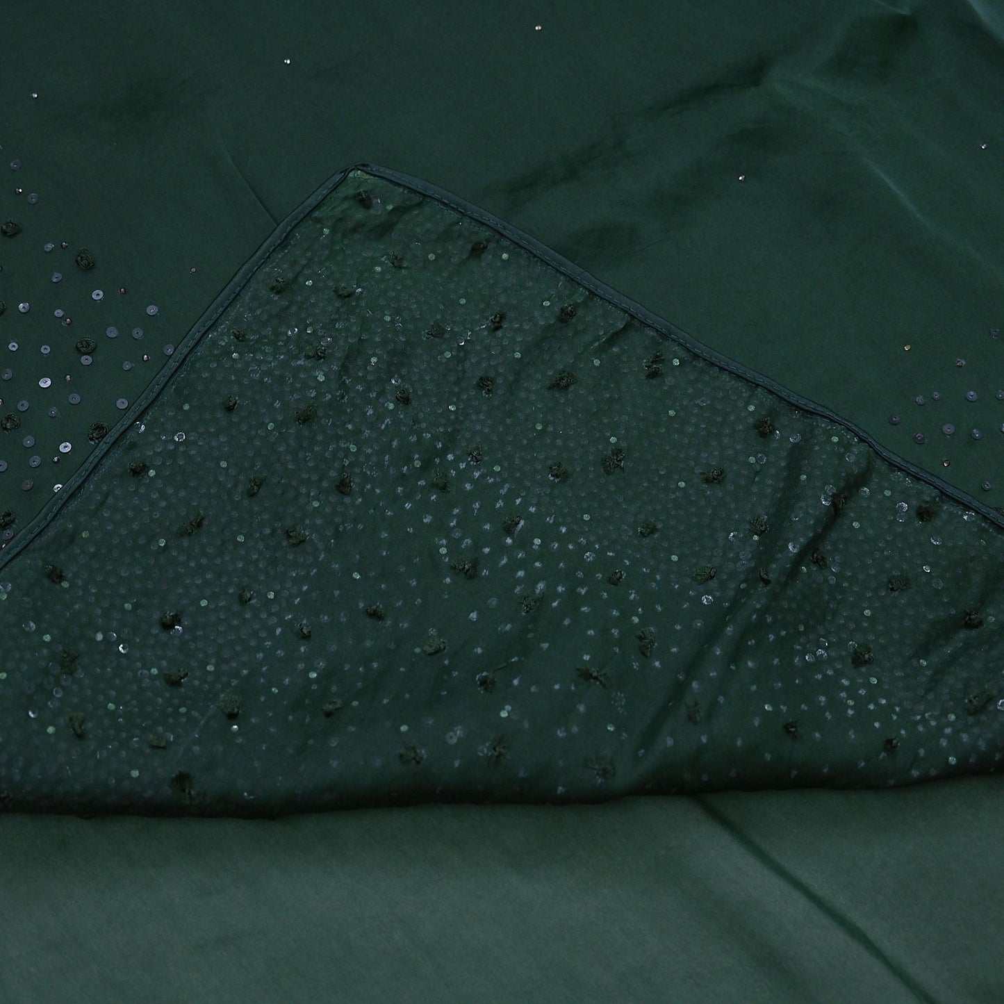 Rare Vintage Bottle Green Pure Organza Silk Saree Zardozi Hand Embroidered Sari 5.5 Yard Bollywood Party Wear