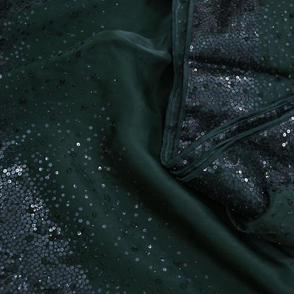 Rare Vintage Bottle Green Pure Organza Silk Saree Zardozi Hand Embroidered Sari 5.5 Yard Bollywood Party Wear