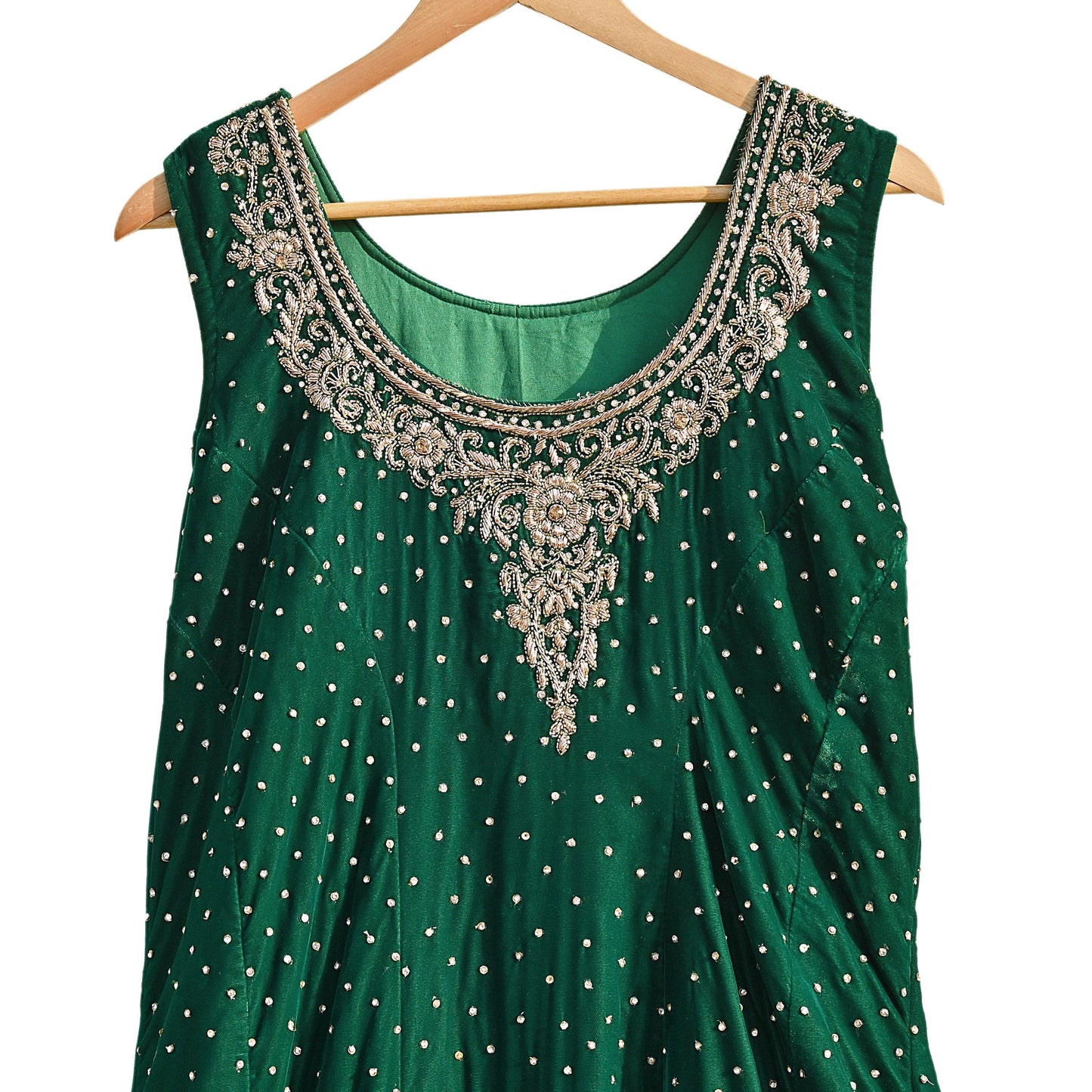 Bottle Green Velvet Anarkali Gown Vintage Bollywood Dress Zardozi Embroidered Floor Length Ethnic Party Wear Wedding Outfit