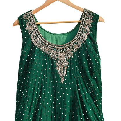 Bottle Green Velvet Anarkali Gown Vintage Bollywood Dress Zardozi Embroidered Floor Length Ethnic Party Wear Wedding Outfit