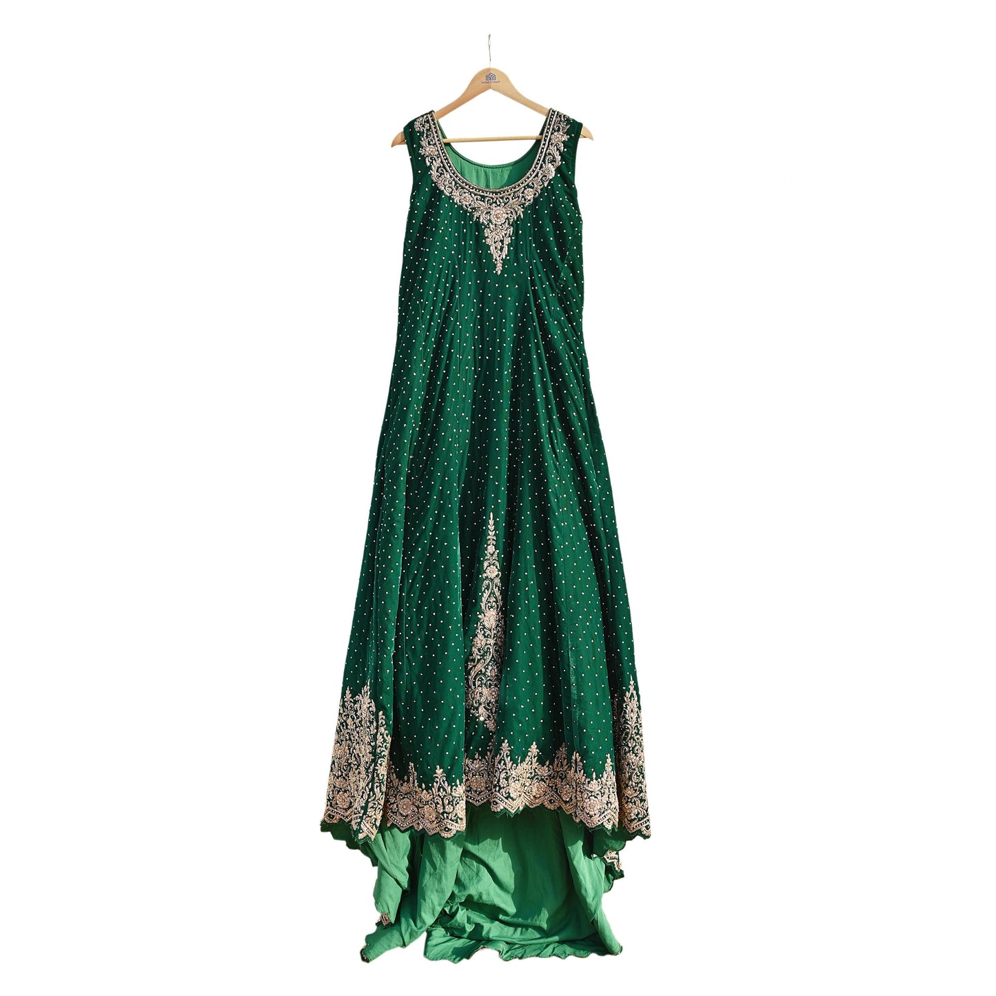 Bottle Green Velvet Anarkali Gown Vintage Bollywood Dress Zardozi Embroidered Floor Length Ethnic Party Wear Wedding Outfit