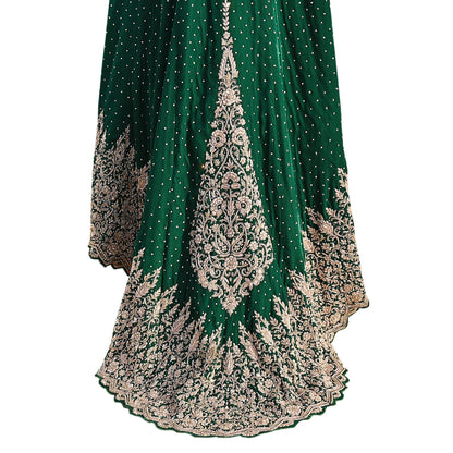 Bottle Green Velvet Anarkali Gown Vintage Bollywood Dress Zardozi Embroidered Floor Length Ethnic Party Wear Wedding Outfit