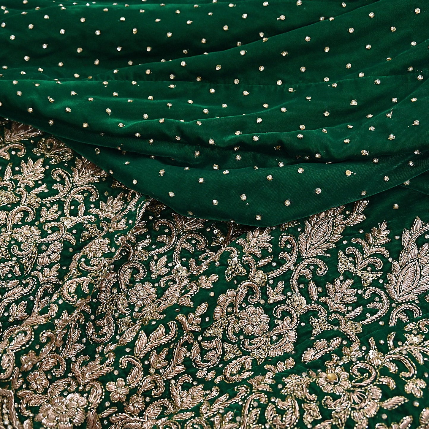Bottle Green Velvet Anarkali Gown Vintage Bollywood Dress Zardozi Embroidered Floor Length Ethnic Party Wear Wedding Outfit