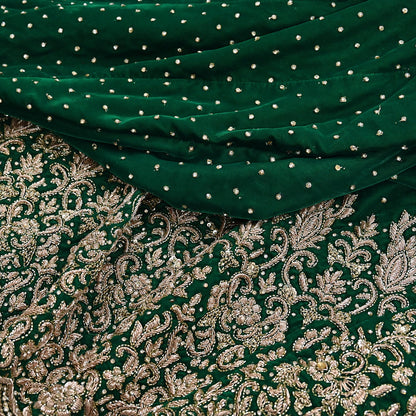 Bottle Green Velvet Anarkali Gown Vintage Bollywood Dress Zardozi Embroidered Floor Length Ethnic Party Wear Wedding Outfit