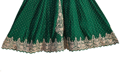 Bottle Green Velvet Anarkali Gown Vintage Bollywood Dress Zardozi Embroidered Floor Length Ethnic Party Wear Wedding Outfit