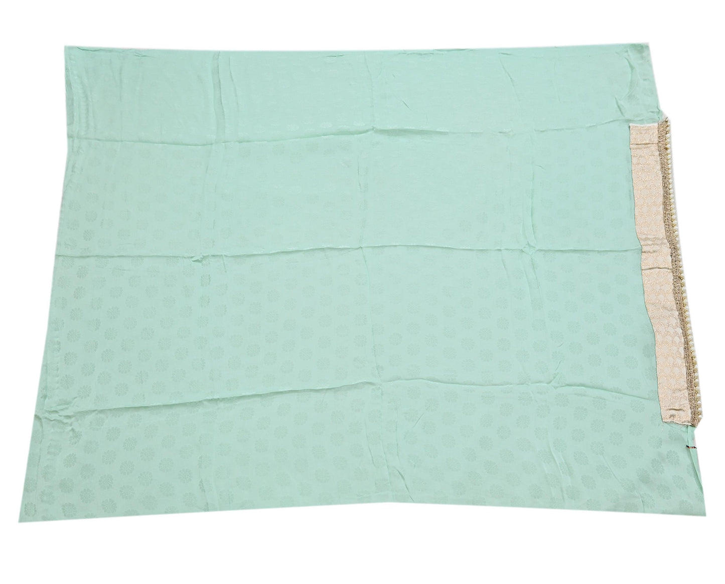 Rare Vintage Sea Green Pure Chiffon Silk Saree Hand Embroidered Mukesh Fabric 6 Yards Sari Bollywood Party Wear Ethnic With Blouse Fabric