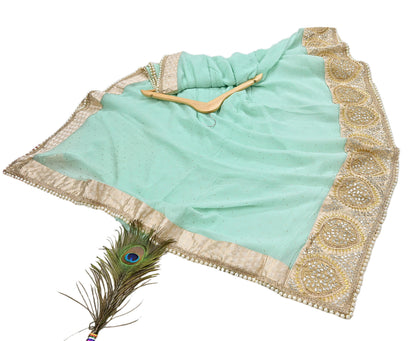 Rare Vintage Sea Green Pure Chiffon Silk Saree Hand Embroidered Mukesh Fabric 6 Yards Sari Bollywood Party Wear Ethnic With Blouse Fabric