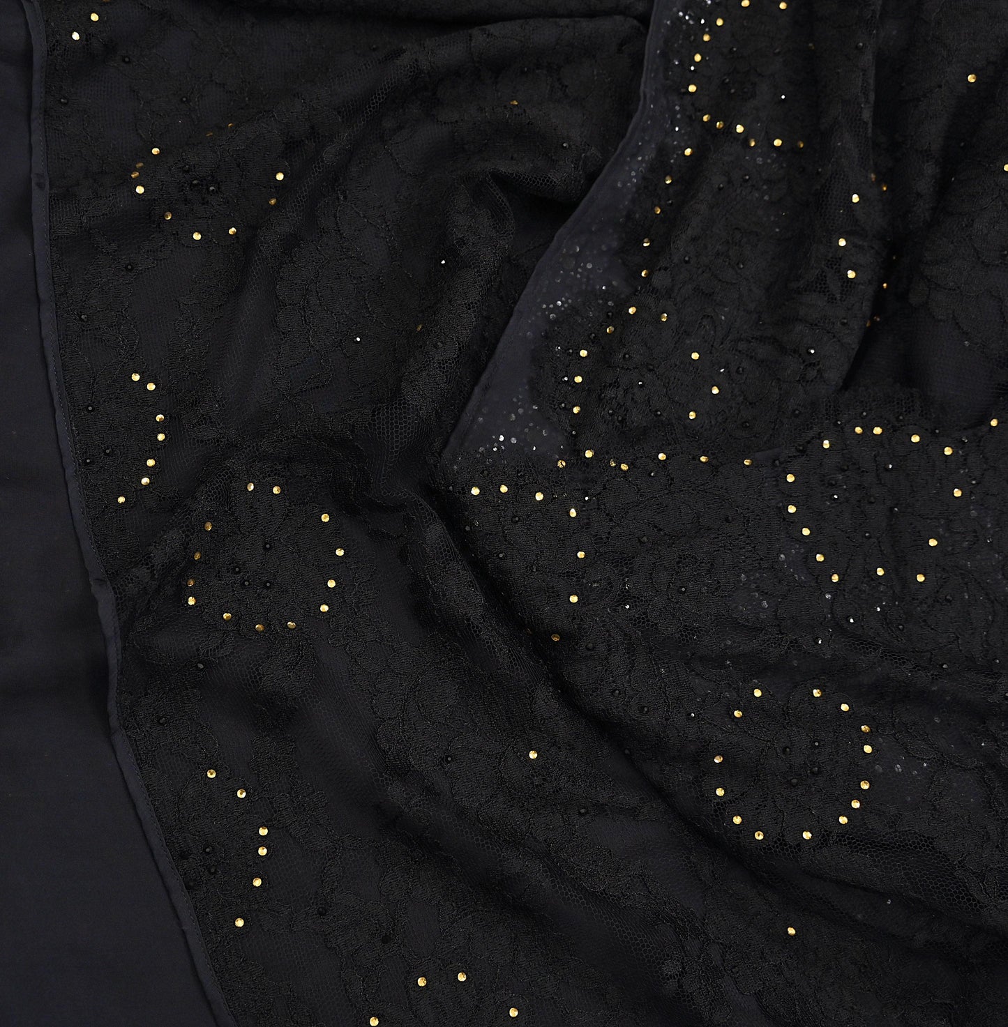 Rare Vintage Black  Net Pure Satin Silk Saree Hand Embroidered Fabric 5 Yards Sari Bollywood Party Wear Ethnic Designer Saree
