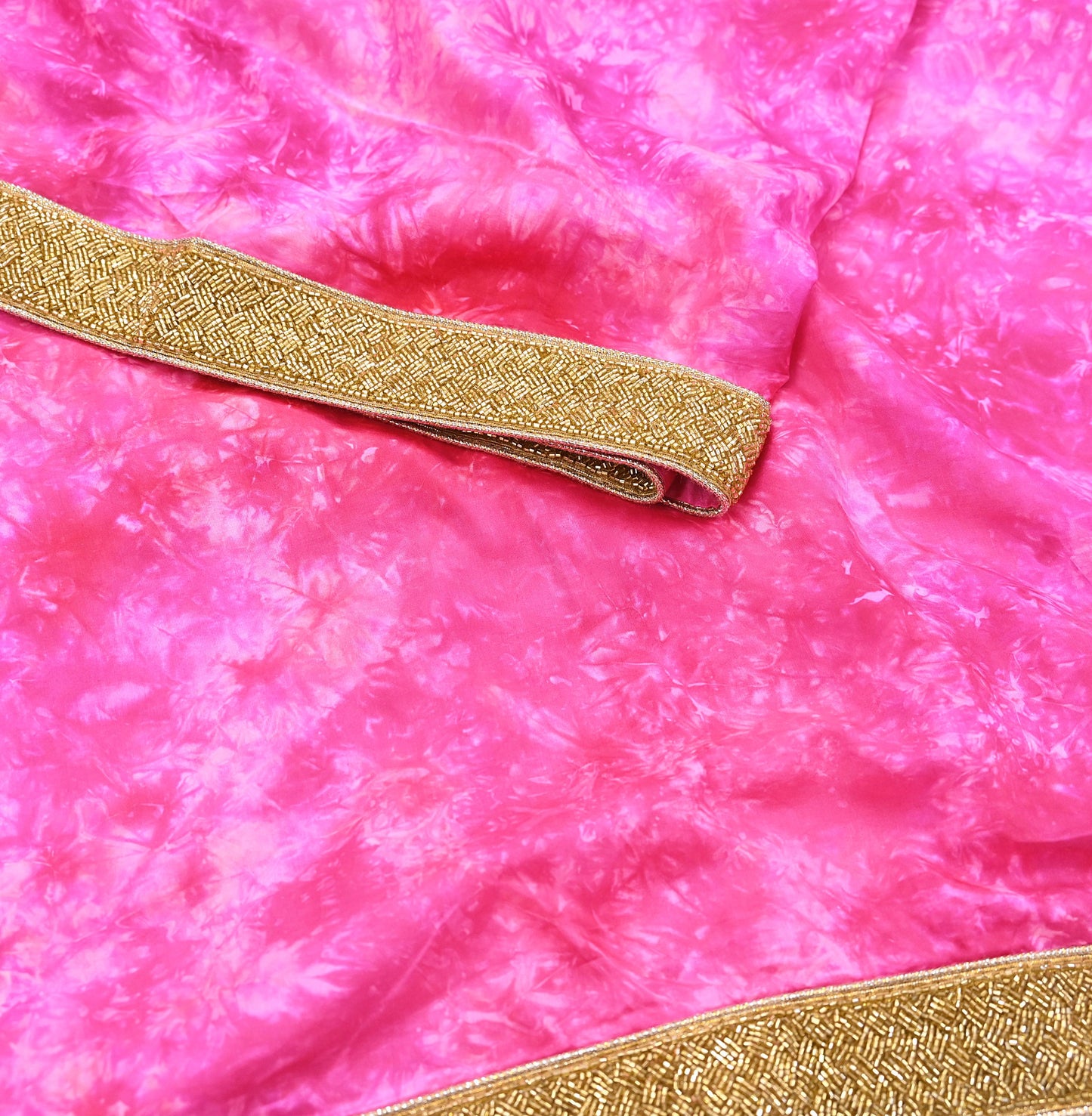 Rare Vintage Purple & Pink Pure Silk Saree Hand Embroidered Tie dye Fabric 5.5 Yards Sari Bollywood Party Wear Ethnic Designer Saree