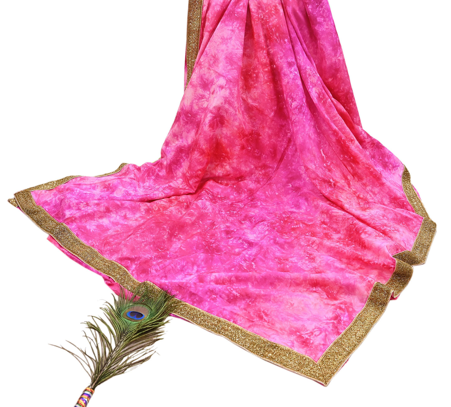 Rare Vintage Purple & Pink Pure Silk Saree Hand Embroidered Tie dye Fabric 5.5 Yards Sari Bollywood Party Wear Ethnic Designer Saree