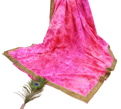 Rare Vintage Purple & Pink Pure Silk Saree Hand Embroidered Tie dye Fabric 5.5 Yards Sari Bollywood Party Wear Ethnic Designer Saree