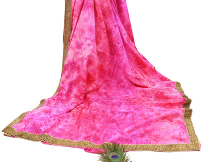 Rare Vintage Purple & Pink Pure Silk Saree Hand Embroidered Tie dye Fabric 5.5 Yards Sari Bollywood Party Wear Ethnic Designer Saree