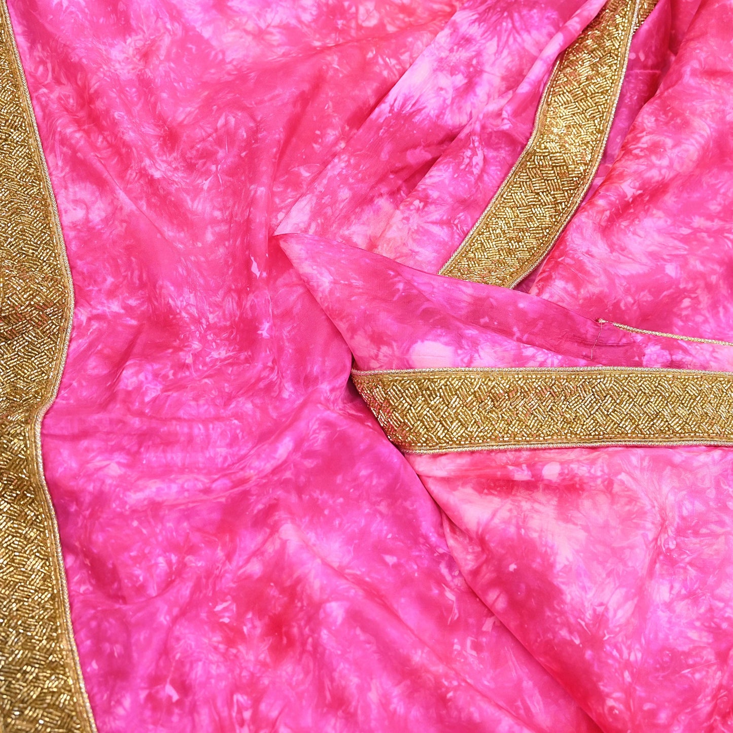 Rare Vintage Purple & Pink Pure Silk Saree Hand Embroidered Tie dye Fabric 5.5 Yards Sari Bollywood Party Wear Ethnic Designer Saree