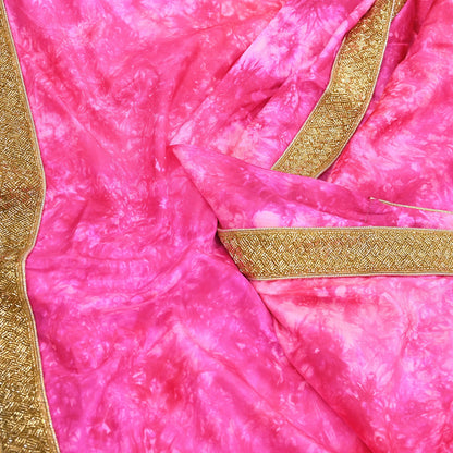 Rare Vintage Purple & Pink Pure Silk Saree Hand Embroidered Tie dye Fabric 5.5 Yards Sari Bollywood Party Wear Ethnic Designer Saree