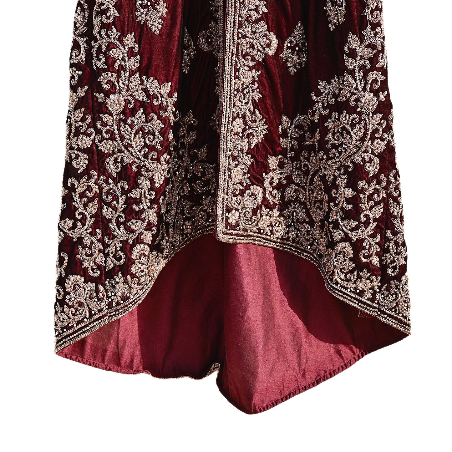 Maroon Velvet Indo-Western Kurti Dress Vintage Bollywood Dress Zardozi Embroidered Floor Length Ethnic Party Wear Wedding Outfit