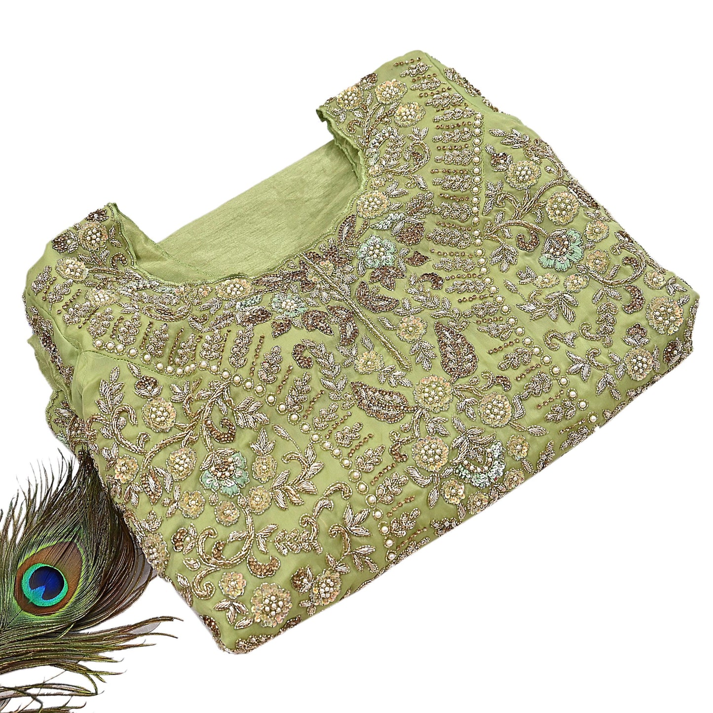 Vintage Green Organza Silk Anarkali Kurti Dress, Hand Embroidered Bollywood Ethnic Indian Festive Wear, Designer Kurta