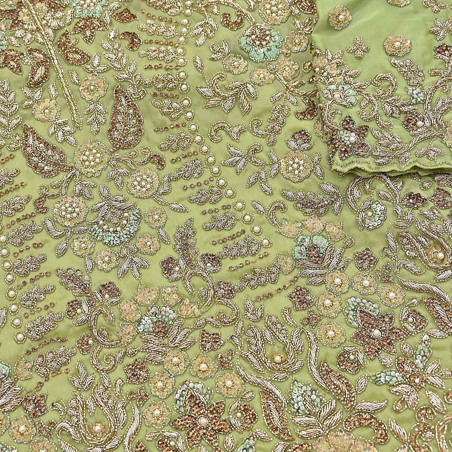 Vintage Green Organza Silk Anarkali Kurti Dress, Hand Embroidered Bollywood Ethnic Indian Festive Wear, Designer Kurta
