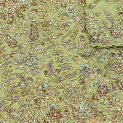 Vintage Green Organza Silk Anarkali Kurti Dress, Hand Embroidered Bollywood Ethnic Indian Festive Wear, Designer Kurta