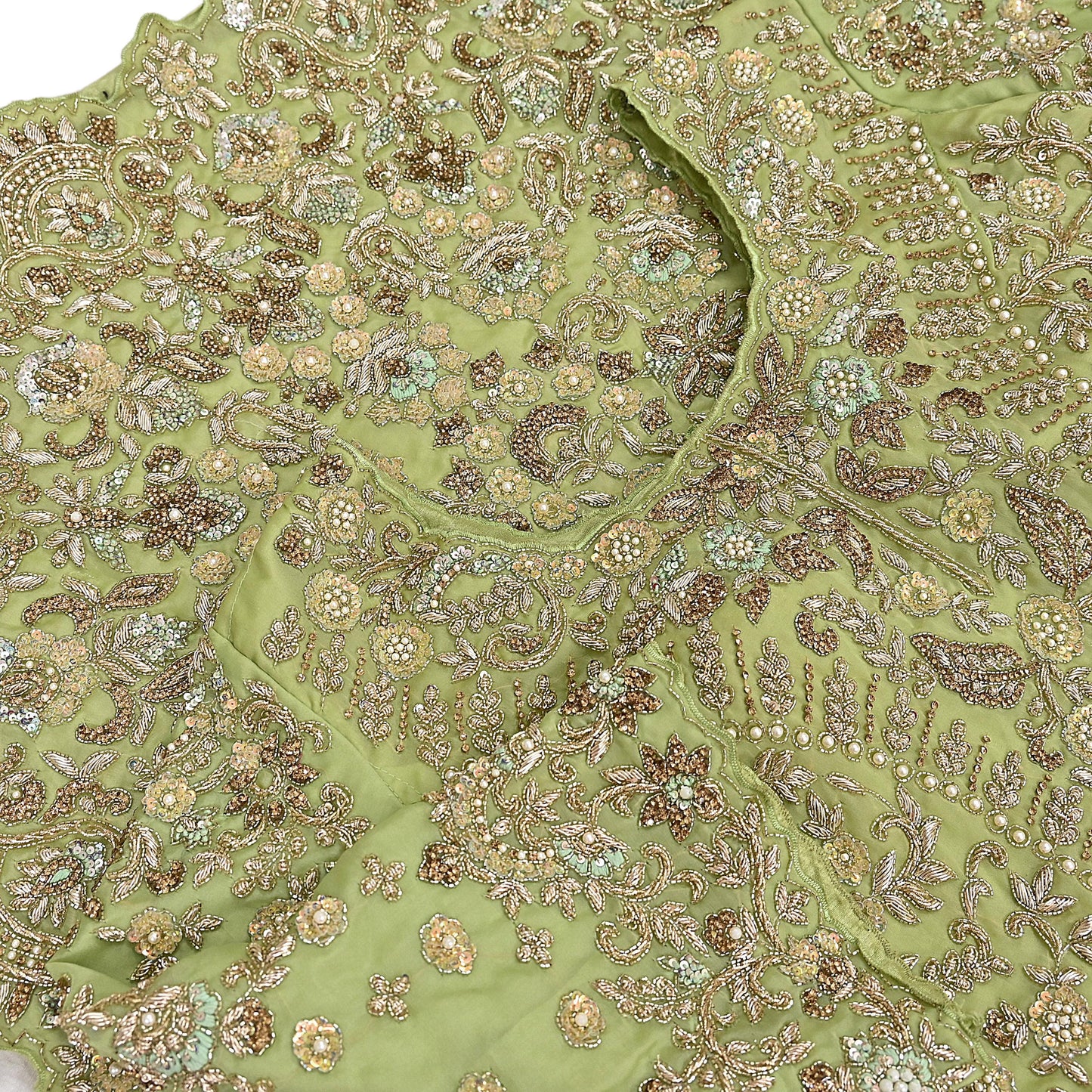 Vintage Green Organza Silk Anarkali Kurti Dress, Hand Embroidered Bollywood Ethnic Indian Festive Wear, Designer Kurta