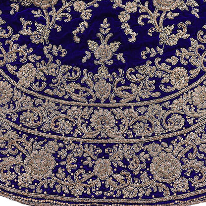 Royal Blue Velvet Anarkali Gown Vintage Bollywood Dress hand Zardozi Embroidered Floor Length Ethnic Party Wear Wedding Outfit