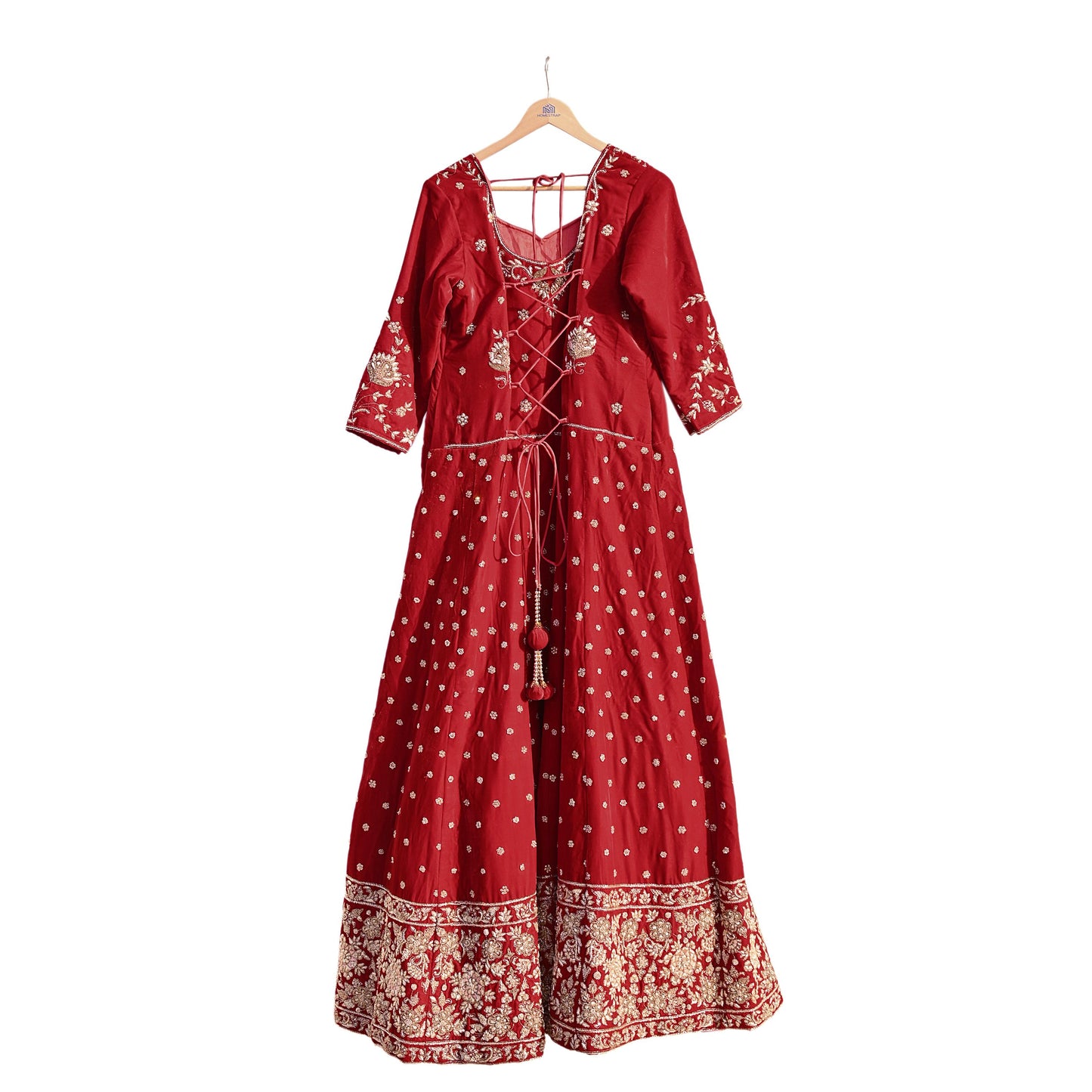 Red Velvet Anarkali Gown Vintage Bollywood Dress Zardozi hand Embroidered Floor Length Ethnic Party Wear Wedding Outfit