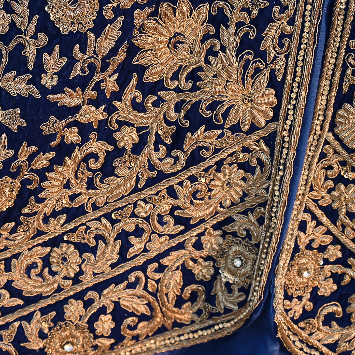 Royal Blue Velvet Anarkali style Gown Vintage Bollywood Dress hand Zardozi Embroidered Floor Length Ethnic Party Wear Wedding Outfit