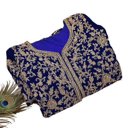 Royal Blue Velvet Anarkali style Gown Vintage Bollywood Dress hand Zardozi Embroidered Floor Length Ethnic Party Wear Wedding Outfit