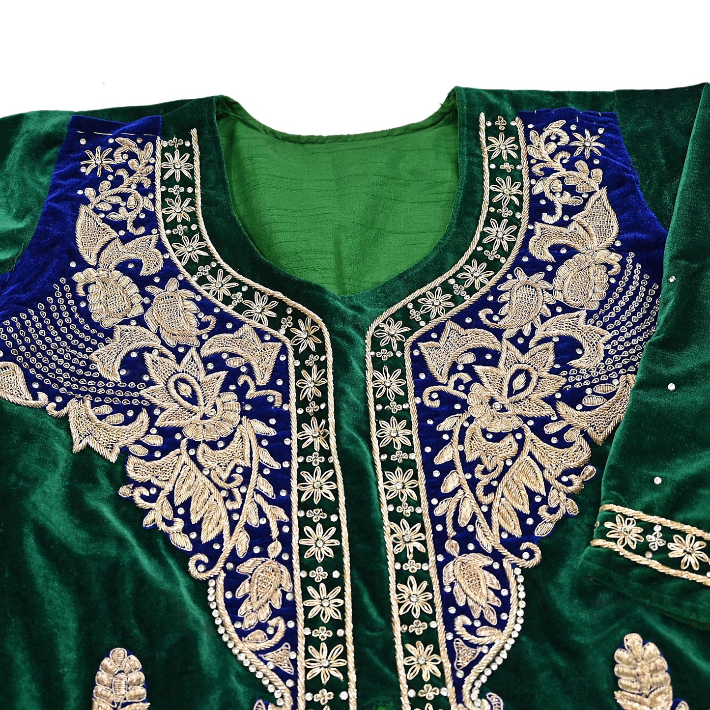 Green Velvet Straight Kurta Vintage Bollywood Dress Zardozi Embroidered Floor Length Ethnic Party Wear Wedding Outfit