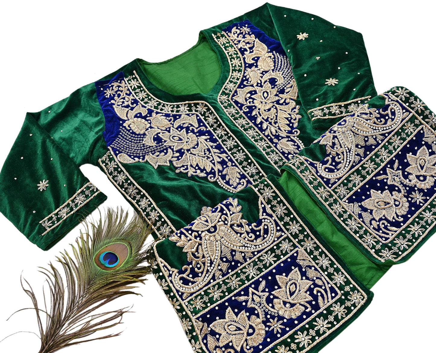 Green Velvet Straight Kurta Vintage Bollywood Dress Zardozi Embroidered Floor Length Ethnic Party Wear Wedding Outfit