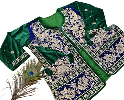 Green Velvet Straight Kurta Vintage Bollywood Dress Zardozi Embroidered Floor Length Ethnic Party Wear Wedding Outfit