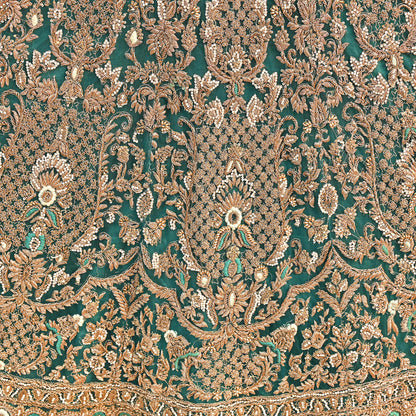 Green Net Anarkali style Gown Vintage Bollywood Dress Zardozi hand Embroidered Floor Length Ethnic Party Wear Wedding Outfit